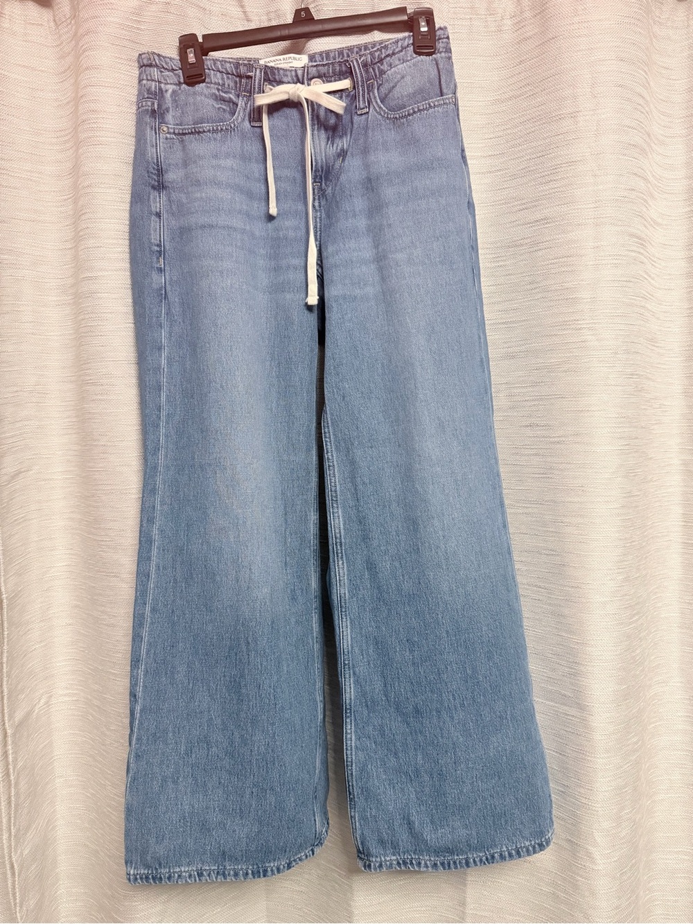Banana Republic Mid-Rise Wide-Leg Drawstring Jeans Petite 25